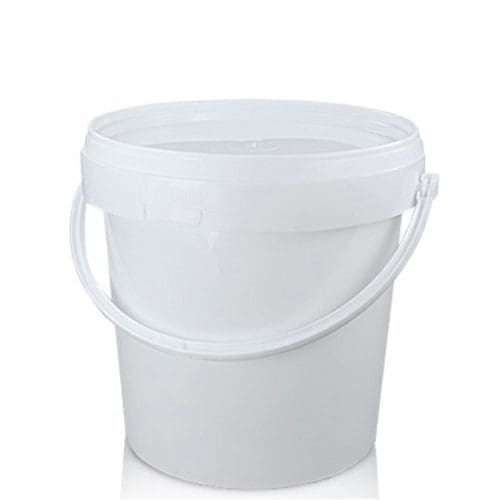 1 Litre Small White Bucket With Handle And Lid