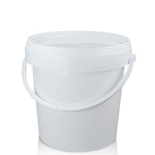 1 Litre Small White Bucket With Handle & Lid Ampulla