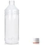 1 Litre Clear PET Plastic Bottle & Tamper Evident Cap