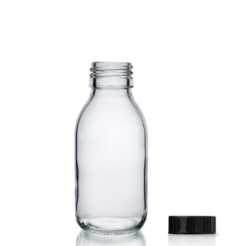 100ml Clear Glass Syrup Bottle & Polycone Cap