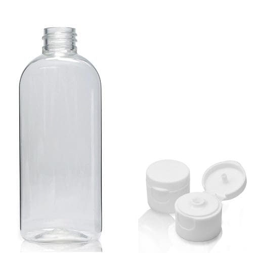 100ml Clear Oval Bottle With Flip Top Cap Ampulla 0161 367 1414