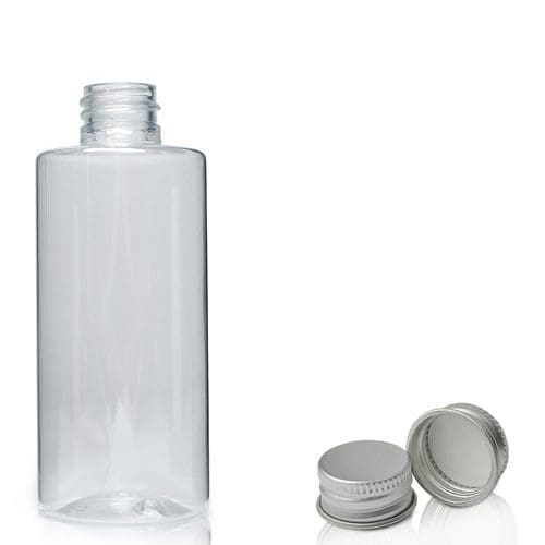 100ml Clear PET Plastic Tubular Bottle & Aluminium Cap Ampulla