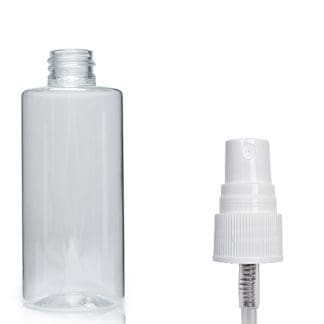 100ml Clear PET Plastic Tubular Bottle & Atomiser Spray