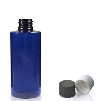 100ml Cobalt Blue PET Plastic Bottle & Screw Cap