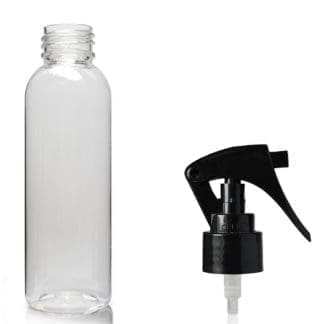 100ml Clear PET Boston Bottle & Trigger Spray