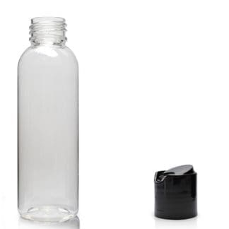 100ml Clear PET Boston Bottle & Disc Top Cap