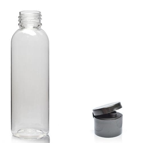 100ml Clear PET Boston Bottle & Flip Top Cap