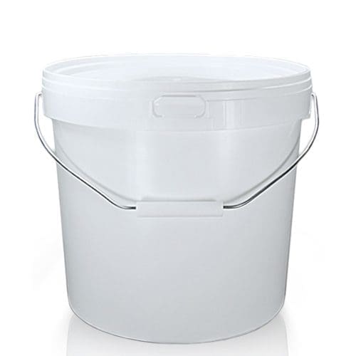 Plastic White Buckets Handle + Lids - 2L 5L 10L - Small and Large Food Pail