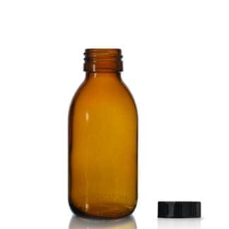 125ml Amber Glass Syrup Bottle & Polycone Cap