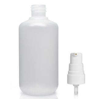 125ml Natural LDPE Round Bottle & Lotion Pump