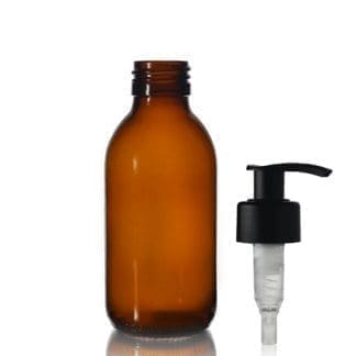 125ml Amber Glass Syrup Bottle & Lotion Pump