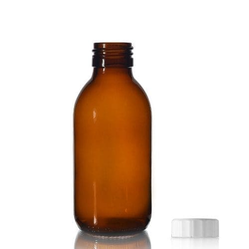 150ml Amber Glass Sirop Bottle w White PP Cap