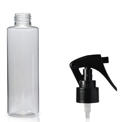 150ml Clear PET Plastic Tubular Bottle & Mini Trigger Spray