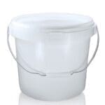 16 Litre White Plastic Bucket With Metal Handle And T/E Lid