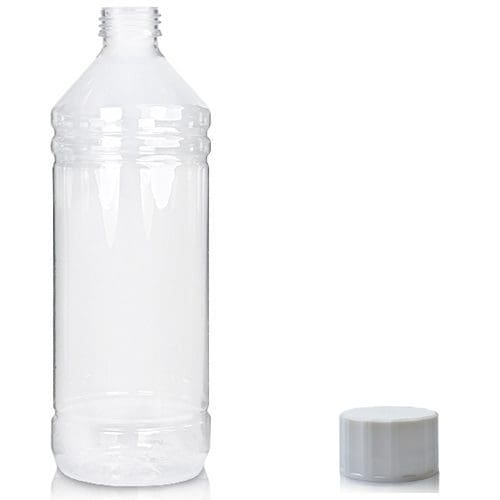 1 Litre Clear PET Plastic Bottle & Screw Cap Ampulla Ltd 0161 367 1414
