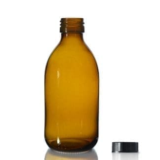 250ml Amber Glass Syrup Bottle & PP Screw Cap