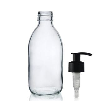 250ml Clear Glass Syrup Bottle & Standard Lotion Pump