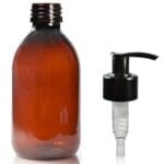 250ml amber Sirop bottle with black pump