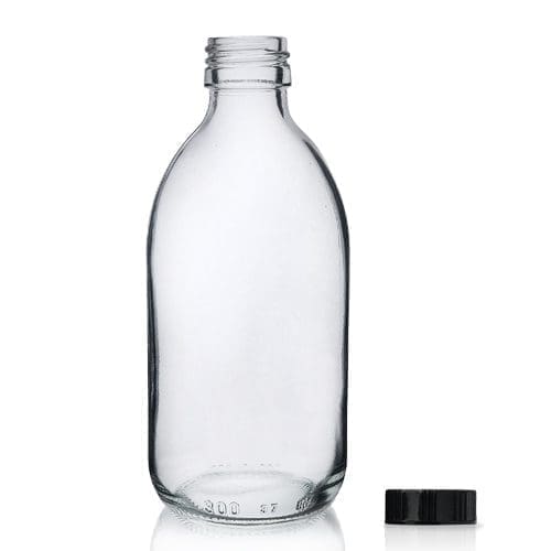300ml Clear Glass Syrup Bottle & Polycone Cap