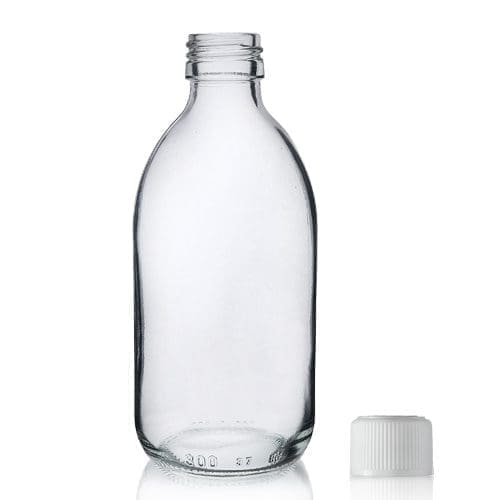 300ml Clear Glass Syrup Bottle & Child Resistant Cap