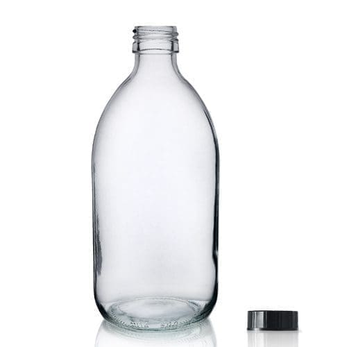 500ml Clear Glass Syrup Bottle & Plastic Screw Cap
