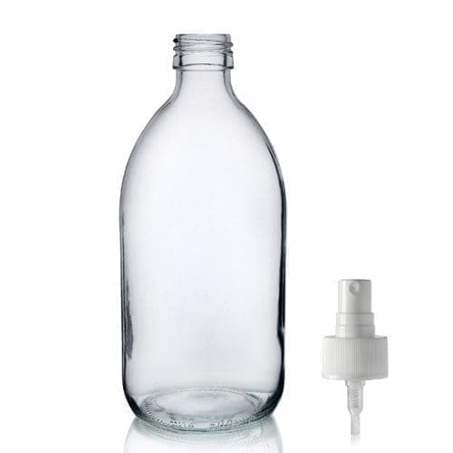 500ml Clear Glass Syrup Bottle & Standard Atomiser Spray