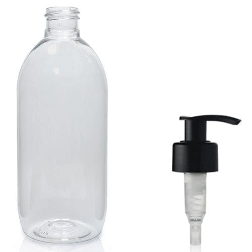500ml Clear PET Olive Bottle & Lotion Pump