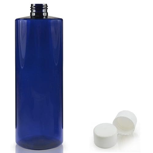 500ml Cobalt Blue PET Plastic Bottle & Smooth Screw Cap