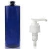 500ml Blue PET Plastic Bottle & White Lotion Pump
