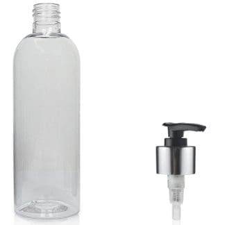 500ml Boston Clear PET Bottle & Silver Lotion Pump