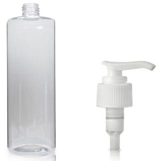 500ml Clear PET Plastic Tubular Bottle & Lotion Pump