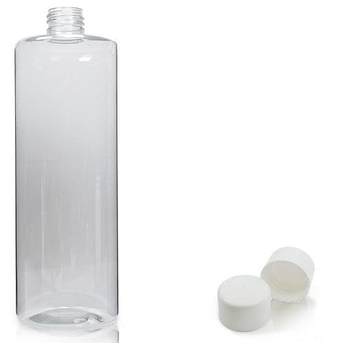 500ml Clear PET Plastic Tubular Bottle & Smooth Screw Cap