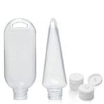 50ml Clear PVC Tottle Bottle, Clip & Flip Top Cap