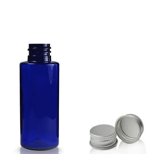 50ml Blue plastic bottle with metal cap