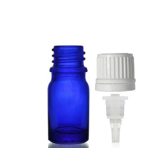 5ml Blue Glass Dropper Bottle w White Dropper Cap