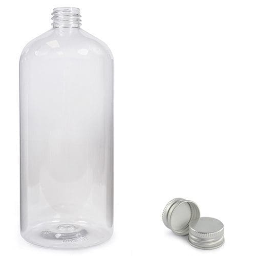 1000ml Clear Boston Bottle & Aluminium Cap