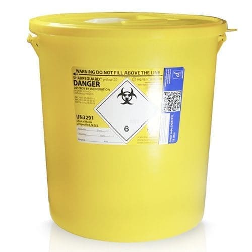 Large Sharps Bin 22L Sharpsguard Yellow Container Ampulla