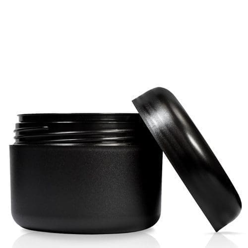 Black plastic cosmetic jar