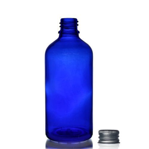100ml Blue Glass Dropper Bottle w Aluminium Cap