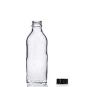100ml Clear Flask Bottles w Black Cap