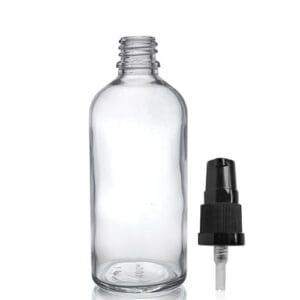 100ml Clear Glass Dropper Bottle w Black Lotion Pump