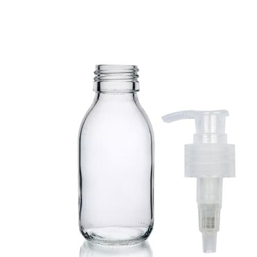 100ml Clear Glass Syrup Bottle & Lotion Pump