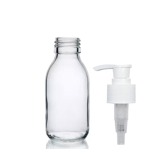 100ml Clear Glass Syrup Bottle & Lotion Pump