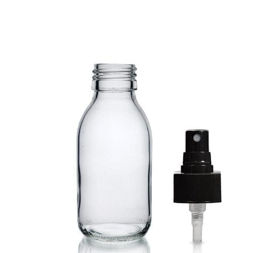 100ml Clear Glass Syrup Bottle & Standard Atomiser Spray