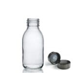 100ml Clear Glass Sirop Bottle w Black Urea Cap