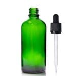 100ml Green Glass Dropper Bottle & Child Resistant Pipette