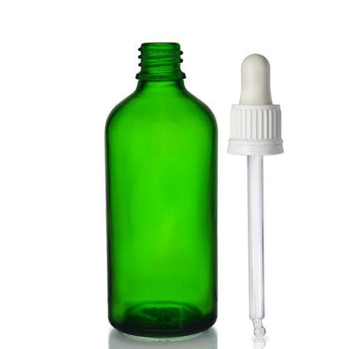 100ml Green Glass Dropper Bottle w White Pipette
