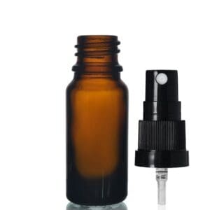 10ml Amber Glass Dropper Bottle w Black Atomiser Spray