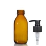125ml Amber Glass Syrup Bottle & Lotion Pump