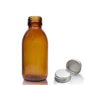 125ml Amber Glass Syrup Bottle & Aluminium Cap
